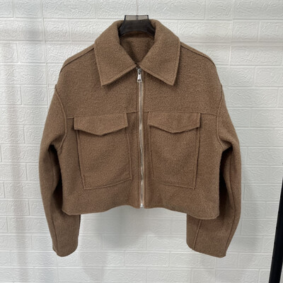 PB&ZA γυναικεία ρούχα 2024 φθινοπωρινό ταμπεραμέντο casual στυλ πέτο με μακριά μανίκια τσέπη μονόχρωμο μπουφάν