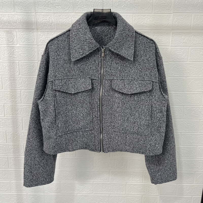 PB&ZA γυναικεία ρούχα 2024 φθινοπωρινό ταμπεραμέντο casual στυλ πέτο με μακριά μανίκια τσέπη μονόχρωμο μπουφάν