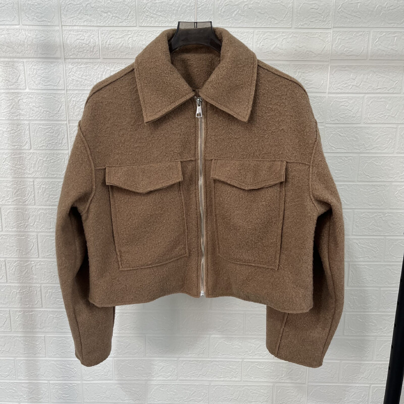 PB&ZA γυναικεία ρούχα 2024 φθινοπωρινό ταμπεραμέντο casual στυλ πέτο με μακριά μανίκια τσέπη μονόχρωμο μπουφάν