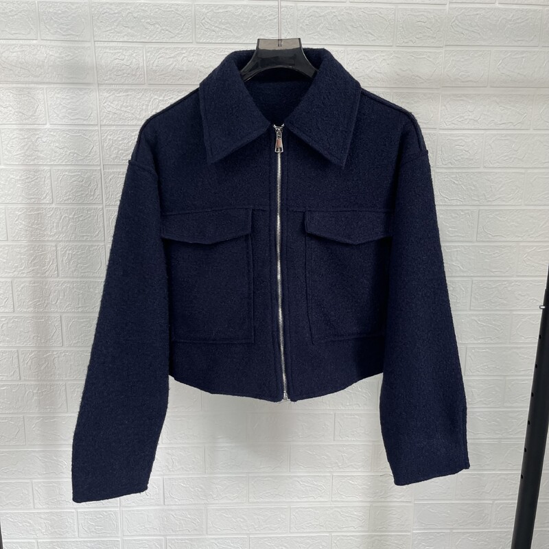 PB&ZA γυναικεία ρούχα 2024 φθινοπωρινό ταμπεραμέντο casual στυλ πέτο με μακριά μανίκια τσέπη μονόχρωμο μπουφάν