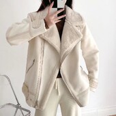 PB&ZA ženska odjeća 2024. nova ulična modna svestrana debela topla dvostrana jakna od umjetnog krzna