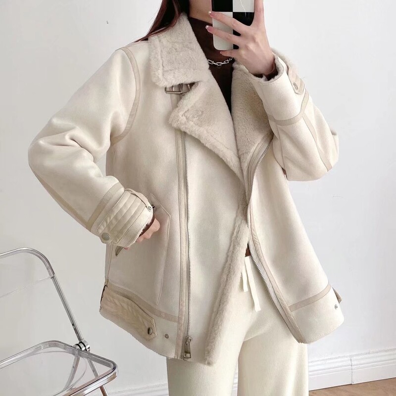 PB&ZA ženska odjeća 2024. nova ulična modna svestrana debela topla dvostrana jakna od umjetnog krzna