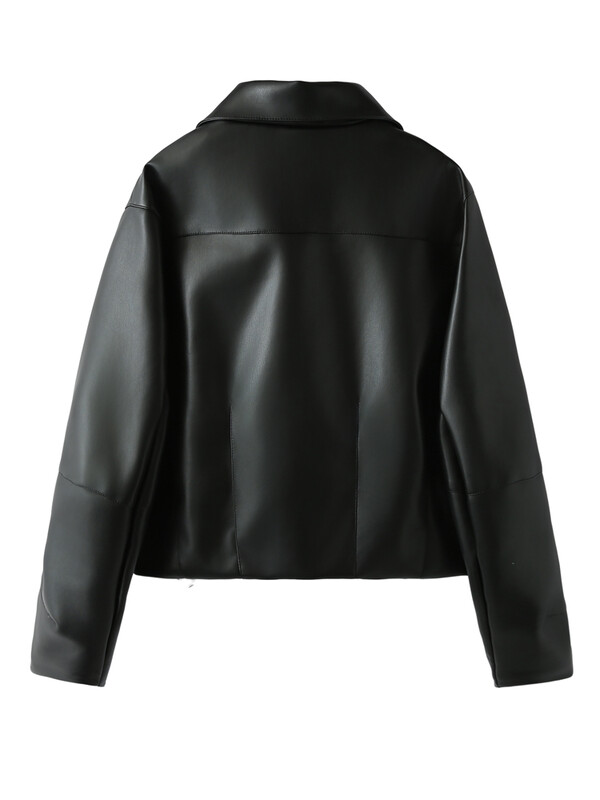 KAOPU ZA Naiste esiosa taskud kärbitud nahktagi mantel vintage pikkade varrukatega nööbitav naiste ülerõivaste šikid topid