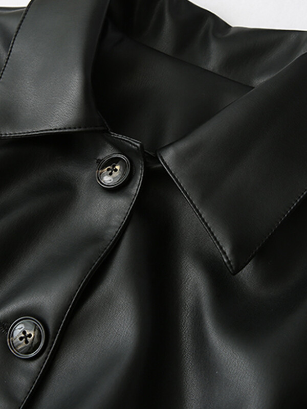 KAOPU ZA Naiste esiosa taskud kärbitud nahktagi mantel vintage pikkade varrukatega nööbitav naiste ülerõivaste šikid topid