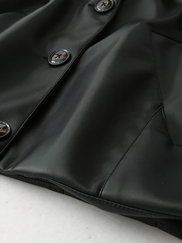 KAOPU ZA Naiste esiosa taskud kärbitud nahktagi mantel vintage pikkade varrukatega nööbitav naiste ülerõivaste šikid topid