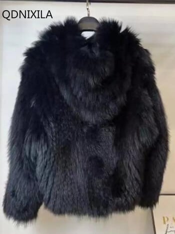 Χειμερινά μπουφάν για γυναίκες 2024 Imitation Fox Fur Coat Γυναικεία Κορεατική Έκδοση Νέα Εξωτερικά Ενδύματα Faux Fur Coat γούνινο μπουφάν με κουκούλα