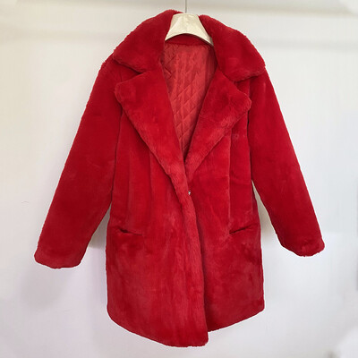 2024. Nova jakna od čvrstog pliša od umjetnog zečjeg krzna. Ženska zimska zadebljana topla kaputi. Chic djevojke s dugim ovratnikom na rever. Kaputi od umjetnog krzna