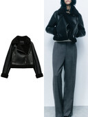 TRAF Ženska zimska nova modna ležerna jakna Jakna Podebljana topla labava jednoslojna jakna s dugim rukavima i patentnim zatvaračem Retro kratka jakna