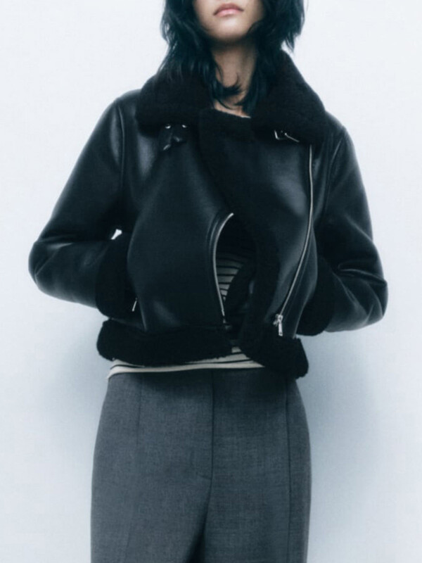 TRAF Ženska zimska nova modna ležerna jakna Jakna Podebljana topla labava jednoslojna jakna s dugim rukavima i patentnim zatvaračem Retro kratka jakna