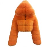 Kratka jakna Ženska zimska kaput od umjetnog krzna, plišana pahuljasta vodootporna toplinska jakna s kapuljačom od nerca, deblji kaput za maturalnu večer