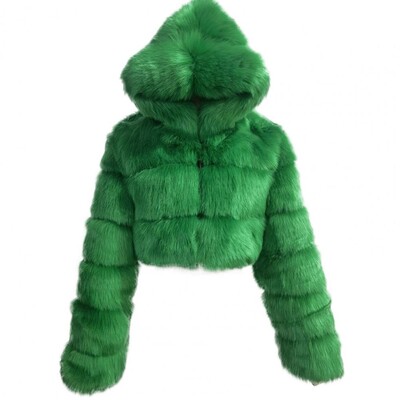 Kratka jakna Ženska zimska kaput od umjetnog krzna, plišana pahuljasta vodootporna toplinska jakna s kapuljačom od nerca, deblji kaput za maturalnu večer