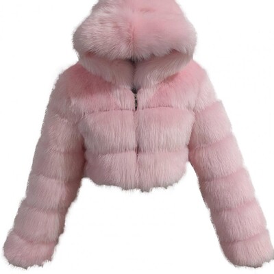 Kratka jakna Ženska zimska kaput od umjetnog krzna, plišana pahuljasta vodootporna toplinska jakna s kapuljačom od nerca, deblji kaput za maturalnu večer