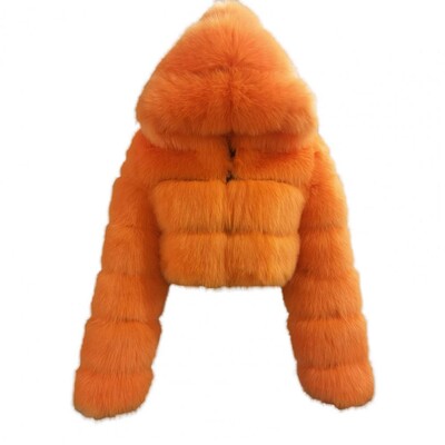 Kratka jakna Ženska zimska kaput od umjetnog krzna, plišana pahuljasta vodootporna toplinska jakna s kapuljačom od nerca, deblji kaput za maturalnu večer