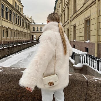 Fashion Fluffy Furry Faux Fur Jacket Γυναικείο Χειμερινό Shaggy πανωφόρι Χοντρό ζεστό μεσαίου μήκους Fox γούνινο παλτό βελούδινα εξωτερικά γυναικεία ρούχα