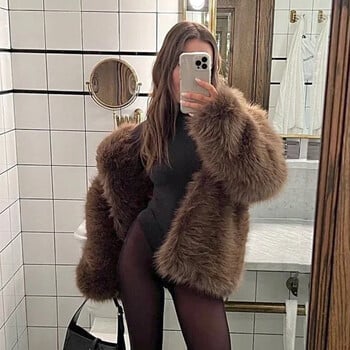 Fashion Fluffy Furry Faux Fur Jacket Γυναικείο Χειμερινό Shaggy πανωφόρι Χοντρό ζεστό μεσαίου μήκους Fox γούνινο παλτό βελούδινα εξωτερικά γυναικεία ρούχα