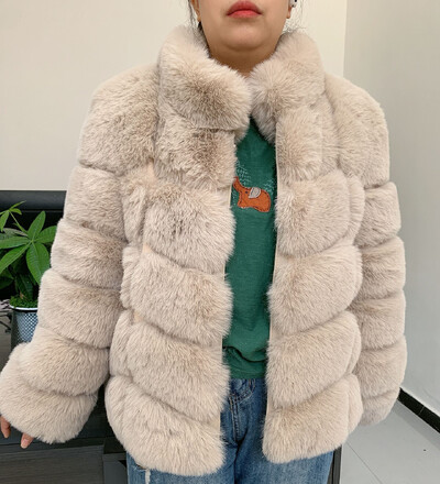 Γυναικείο παλτό από ψεύτικη γούνα χειμερινή ζεστασιά ψεύτικο γούνινο παλτό με τετράγωνο σχέδιο γιακά Μόδα Γυναικείο μπουφάν από τεχνητή γούνα αφράτο μπουφάν