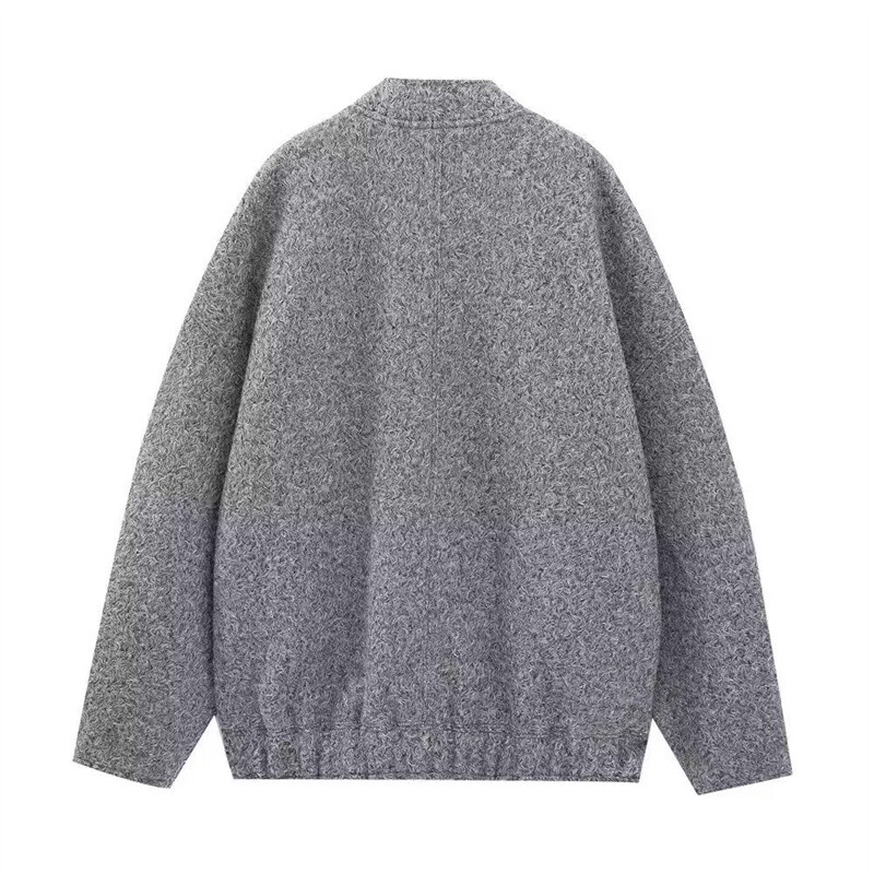 RZRA Jesenska nova ženska odjeća 2024., moderna i svestrana dekoracija s velikim džepovima, široka bomber jakna, kaput, vunena jakna