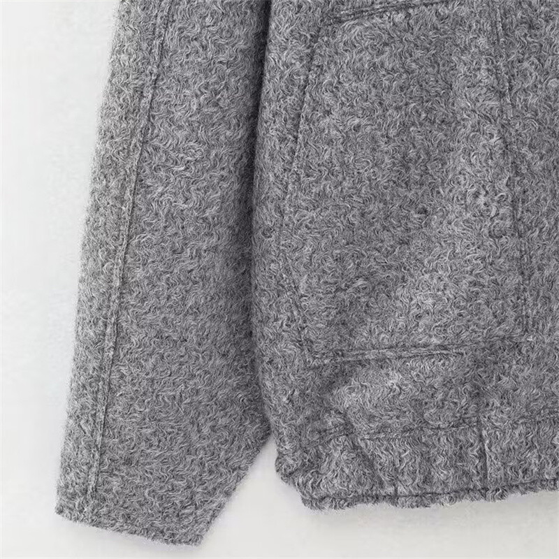 RZRA Jesenska nova ženska odjeća 2024., moderna i svestrana dekoracija s velikim džepovima, široka bomber jakna, kaput, vunena jakna