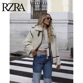 RZRA 2024 νέο χοντρό ζεστό μοδάτο φαρδύ ασορτί χρώμα, ασορτί αρνί βελούδινο παλτό ελαφιού βελούδινη φόδρα