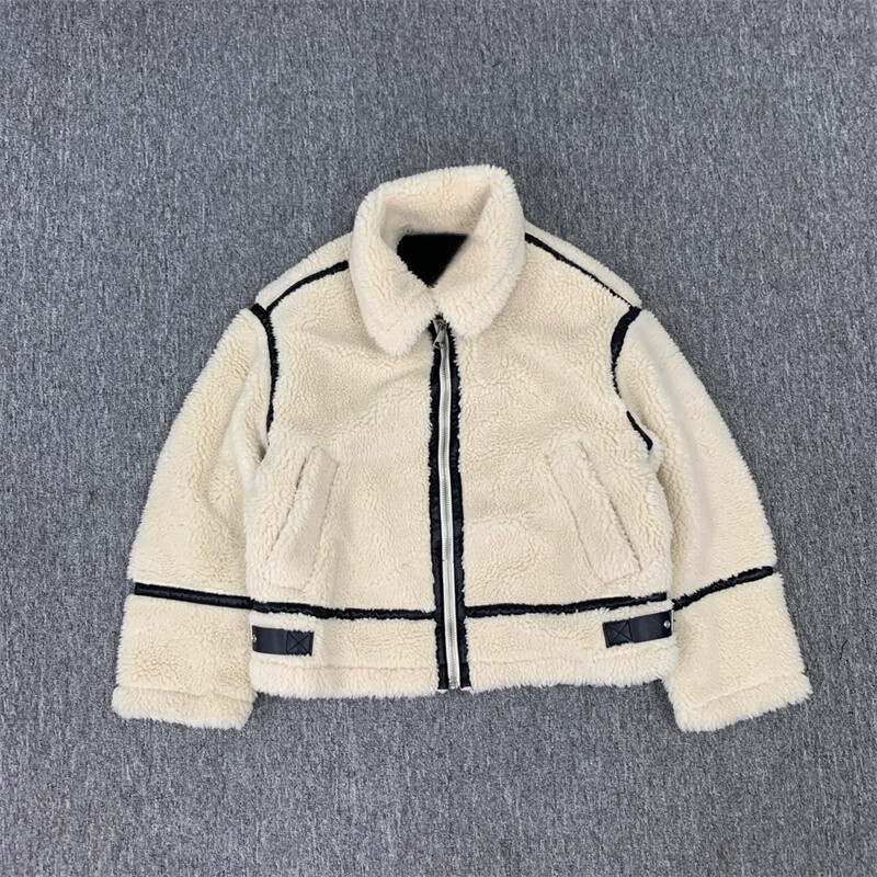 RZRA 2024 uus paks soe mood lahtiselt sobivat värvi kõik sobivad lambaliha sametmantel hirvenahast sametvoodriga jope