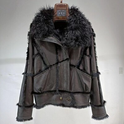 2024. aasta sügisene lühikese stiiliga karusnahast naiste lambanahkne jakk pargitud seemisnahast luksusliku 100% naturaalse küülikuvoodriga luksuslik moodne kasukas