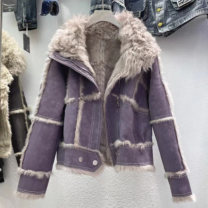 2024. aasta sügisene lühikese stiiliga karusnahast naiste lambanahkne jakk pargitud seemisnahast luksusliku 100% naturaalse küülikuvoodriga luksuslik moodne kasukas