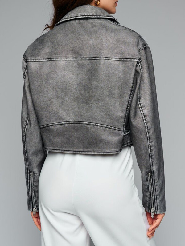 Ailegogo Пролет Есен Дамско реколта Свободно яке от Pu изкуствена кожа Streetwear Дамско ретро палто с колан с цип Горно облекло