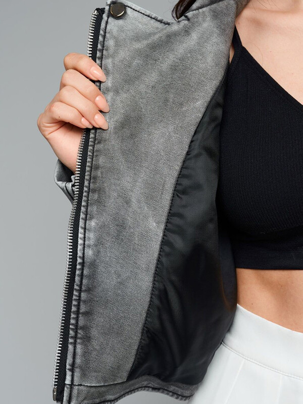 Ailegogo Пролет Есен Дамско реколта Свободно яке от Pu изкуствена кожа Streetwear Дамско ретро палто с колан с цип Горно облекло