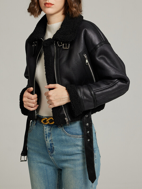 Ailegogo sügistalv naiste retro lahtised paksud, soojad kunstlammast karusnahast jope Tänavarõivad Naiste tõmblukuga vöömantel välisrõivad