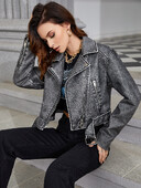 Fitaylor ženska jakna od umjetne PU kože Vintage ženska kratka jakna s patentnim zatvaračem High Street Outwear za motocikle