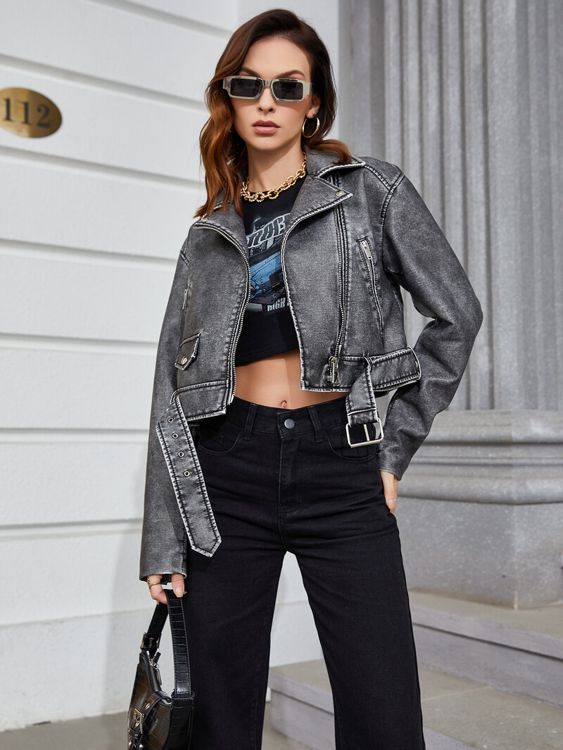 Fitaylor ženska jakna od umjetne PU kože Vintage ženska kratka jakna s patentnim zatvaračem High Street Outwear za motocikle