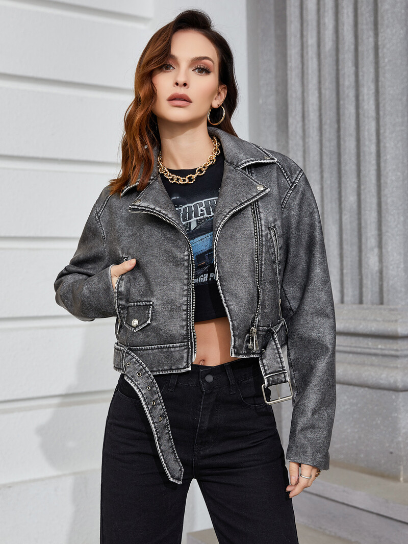 Fitaylor ženska jakna od umjetne PU kože Vintage ženska kratka jakna s patentnim zatvaračem High Street Outwear za motocikle