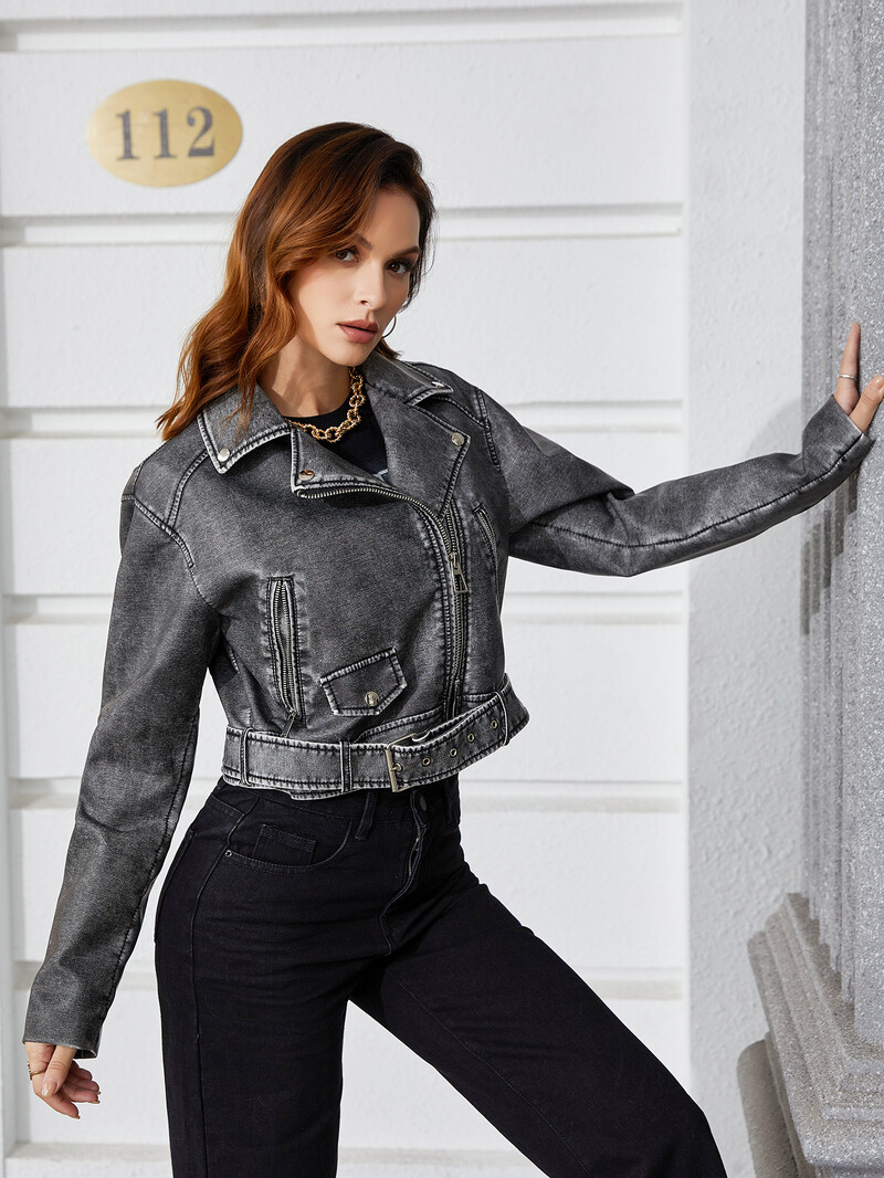 Fitaylor ženska jakna od umjetne PU kože Vintage ženska kratka jakna s patentnim zatvaračem High Street Outwear za motocikle