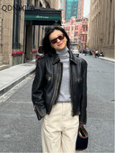 Napredne jakne od imitacije ovčje kože za žene proljeće 2024. Nova motoristička jakna u retro vintage stilu Kožna jakna Ženski kaput