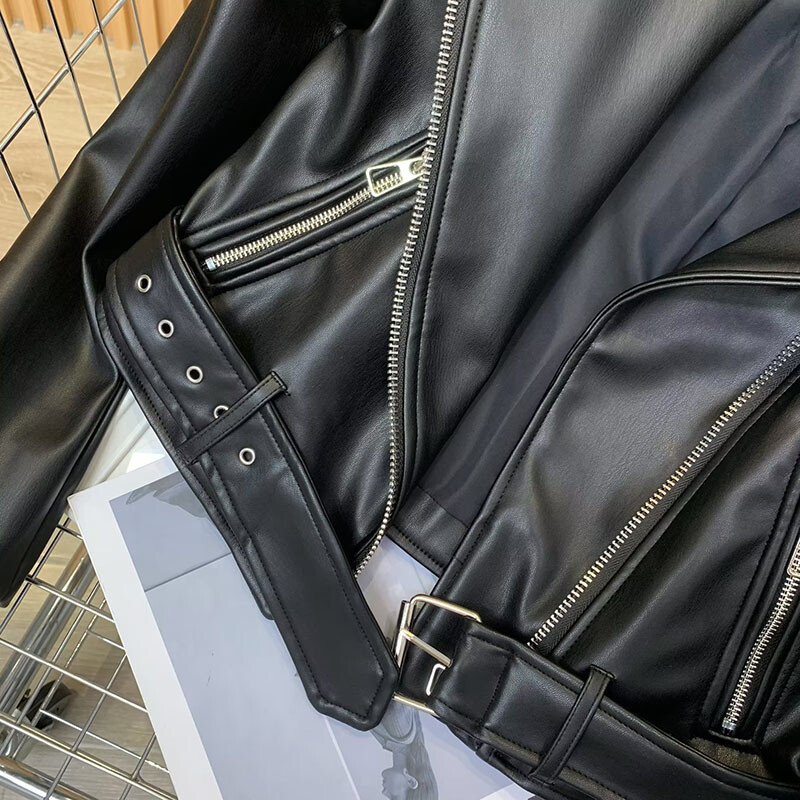 Γυναικεία Vintage Ζώνη Ποδηλασίας Μοτοσικλέτας Συνθετικό Δερμάτινο Μπουφάν Ανοιξιάτικο Φθινόπωρο Streetwear Γυναικείο φερμουάρ ρετρό παλτό