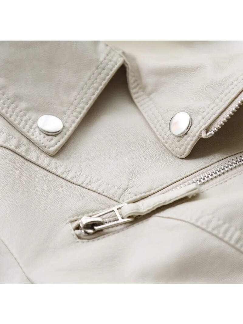 Ženska jesenska motociklistička jakna s patentnim zatvaračem od pu umjetne kože Kaput Ženski spušteni ovratnik Tanki biciklistički kaputi Osnovna ulična odjeća