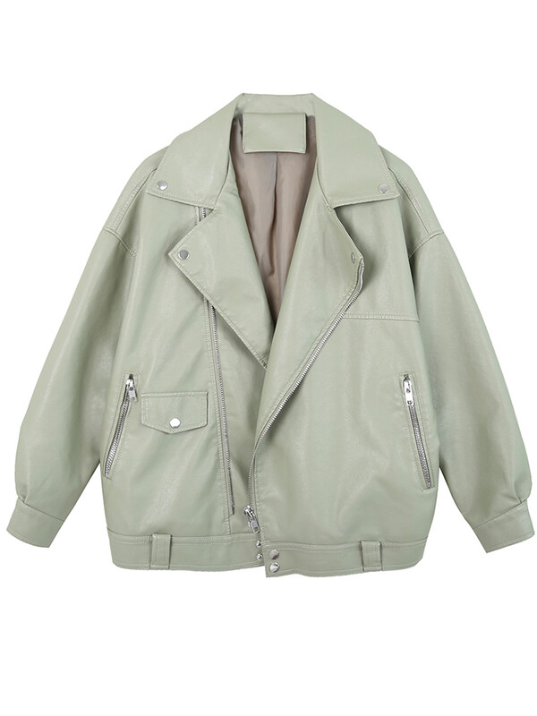 FTLZZ uus sügisene naiste kunstnahast jakk Mootorratturite Pu-nahast mantel, must vaba BF stiilis naiste välirõivad