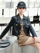 Nova jesensko-proljetna zgodna ženska jakna u stilu motocikla, kratka, otvorena PU kožna modna jakna visoke kvalitete