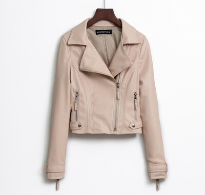 2024. Nove modne ženske glatke motociklističke jakne od umjetne kože, ženske dugih rukava, jesen, zima, biciklistička ulična crno-ružičasta jakna