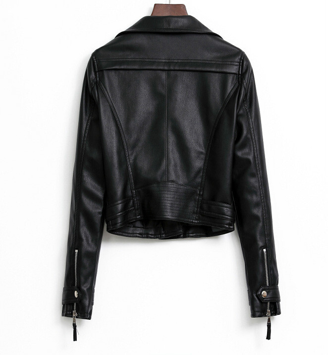 2024. Nove modne ženske glatke motociklističke jakne od umjetne kože, ženske dugih rukava, jesen, zima, biciklistička ulična crno-ružičasta jakna