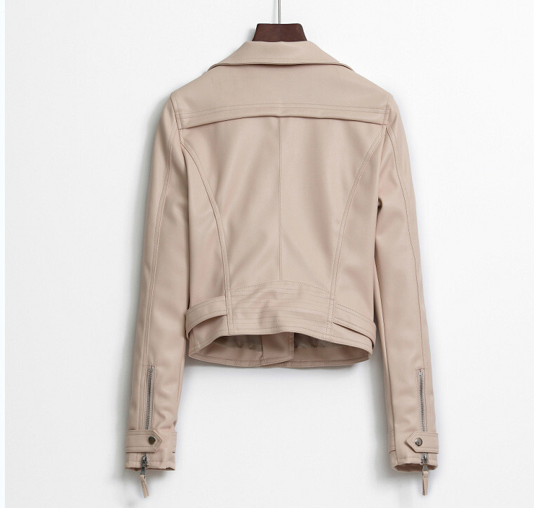 2024. Nove modne ženske glatke motociklističke jakne od umjetne kože, ženske dugih rukava, jesen, zima, biciklistička ulična crno-ružičasta jakna