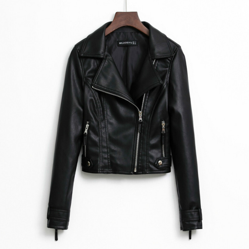 2024. Nove modne ženske glatke motociklističke jakne od umjetne kože, ženske dugih rukava, jesen, zima, biciklistička ulična crno-ružičasta jakna