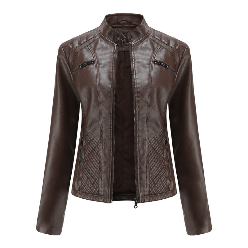 Novo u 2024. Proljeće Jesen Ženska pu kožna jakna Modna ležerna ulična odjeća Kaputi Uredske dame Crne jakne s patentnim zatvaračem Gornja odjeća