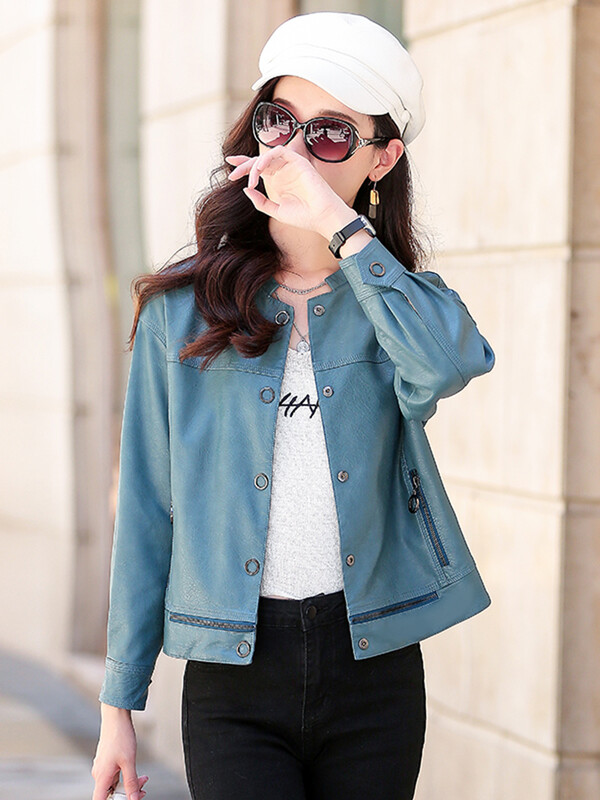 Kevadsügis stiilne daam lambanahast lühike jope 2024 moodne pikkade varrukatega kaetud nööpjakk naiste lambanahkne mantel