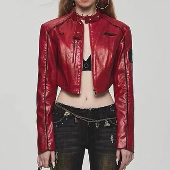 Дамски кожени якета Moto Coat Faux Leather Spring Bomber Jacket Biker PU StreetwearDrive Outwear Fashion Women Clothing