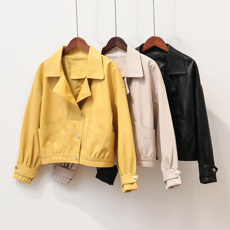 Labava ženska jakna od umjetne kože Novi motociklistički kratki kaput bez PU-a Proljetno-jesenska odjeća