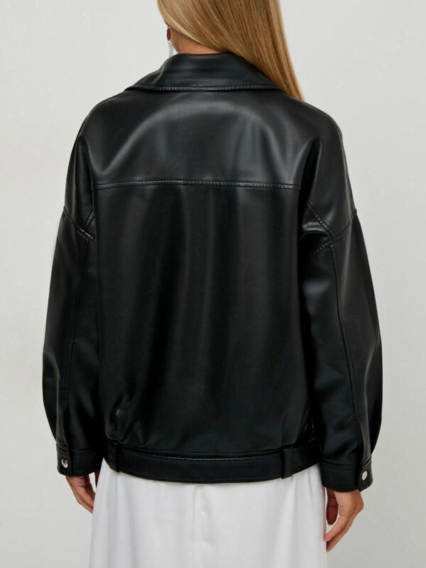 Ailegogo Streetwear Дамско мото байкерско свободно черно яке от изкуствена кожа Пролет Есен Дамско палто с колан с цип Горно облекло