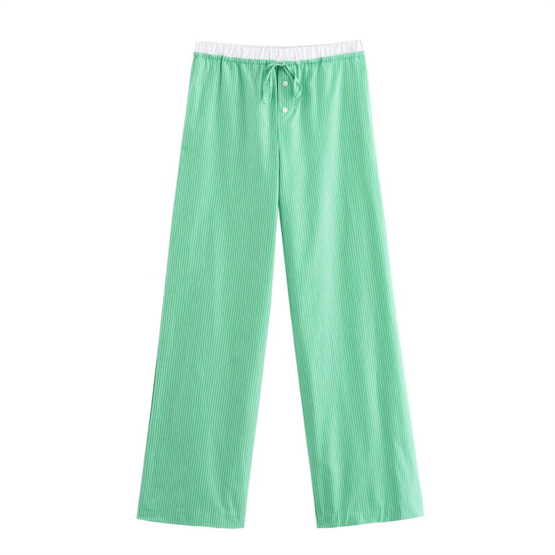 PB&ZA2024 Летен нов продукт Ежедневна дамска модна яка, широка широка риза с яка и прави панталони