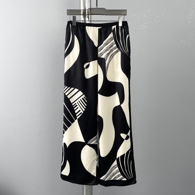 2024 Set de 2 bucăți cu imprimeu digital pentru femei, bluză șic cu mâneci lungi, top, pantaloni largi, cu picioare drepte, costum de modă, ținute de streetwear