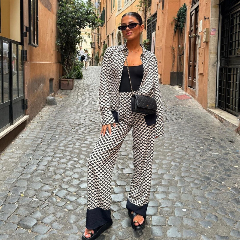 PB&ZA 2024. Proljeće Nova ženska moda temperamentna ležerna labava i svestrana košulja širokih nogavica s printom cvijeća